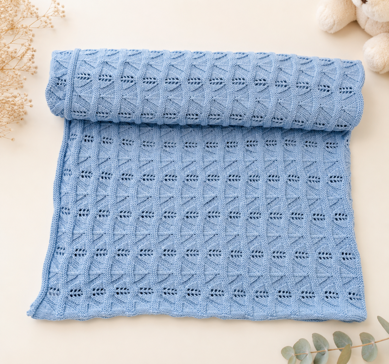 Babydecke in Blau aus 100% Baumwolle
