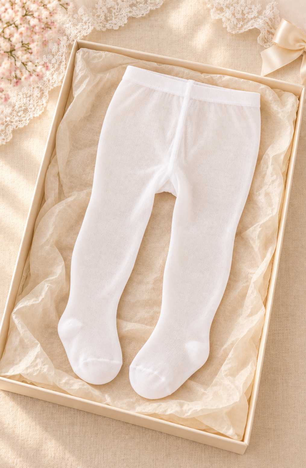 Mädchen-Strumpfhose in Schneeweiß