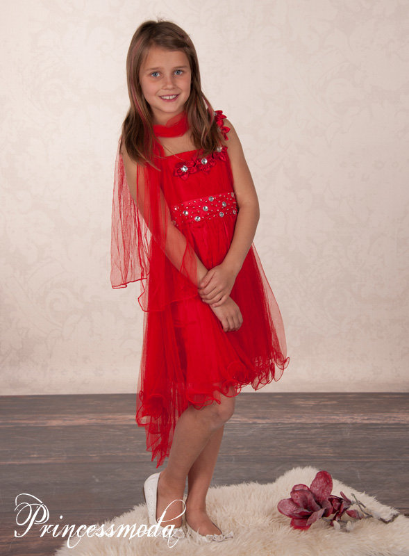 Mila - Rotes Abendkleid für große Mädchen
