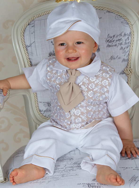 PAUL - BABYANZUG Sommer-Taufanzug in creme