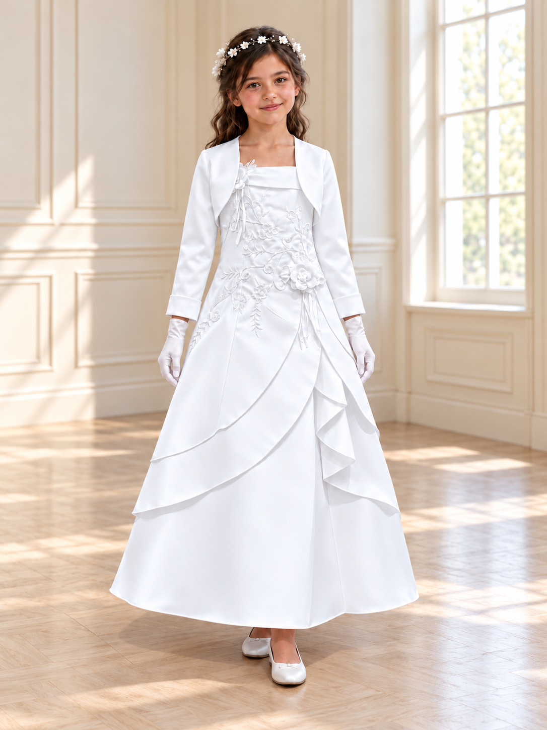 Biggi - Weißes Kommunionkleid mit Bolerojacke