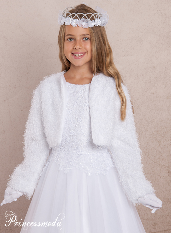 PK061 Kommunionjacke - Hochelegant in Schneeweiß