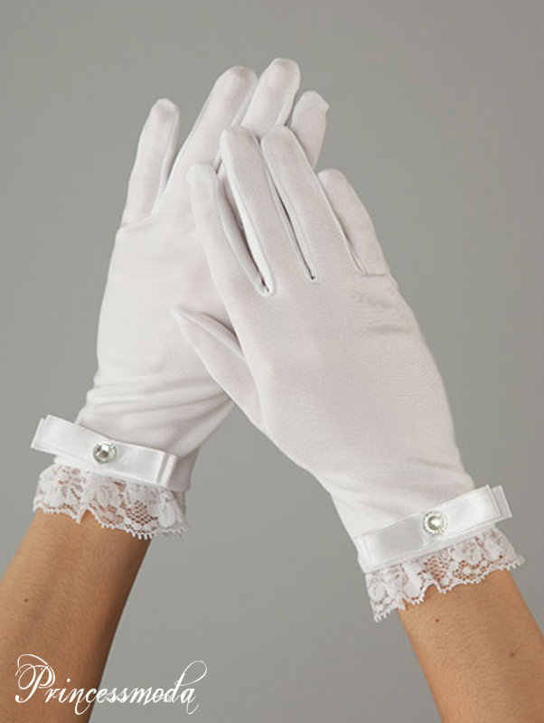 RK067 Märchenhafte weiße Handschuhe mit Spitze