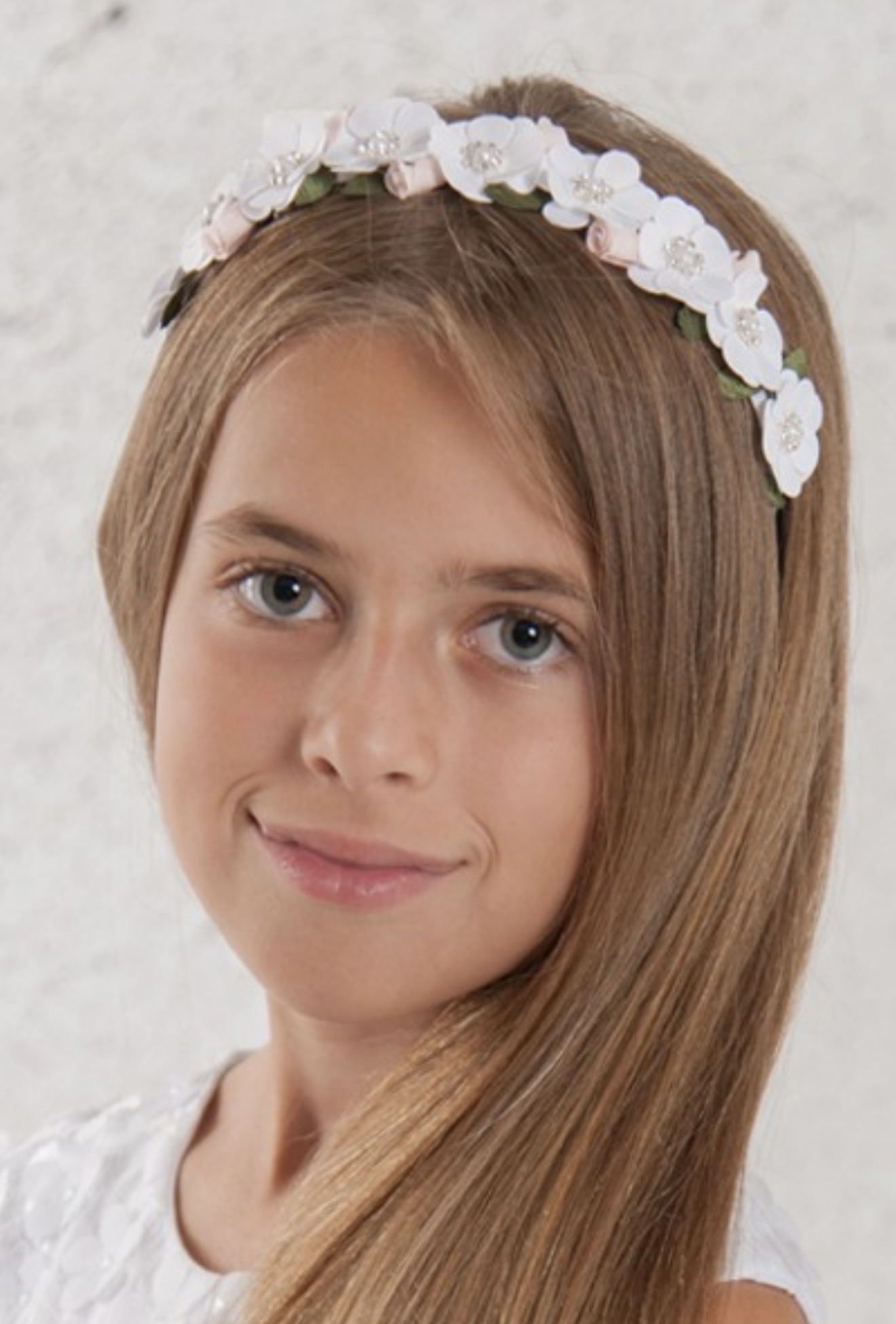 Haarreifen mit Blumen in weiß und rosa