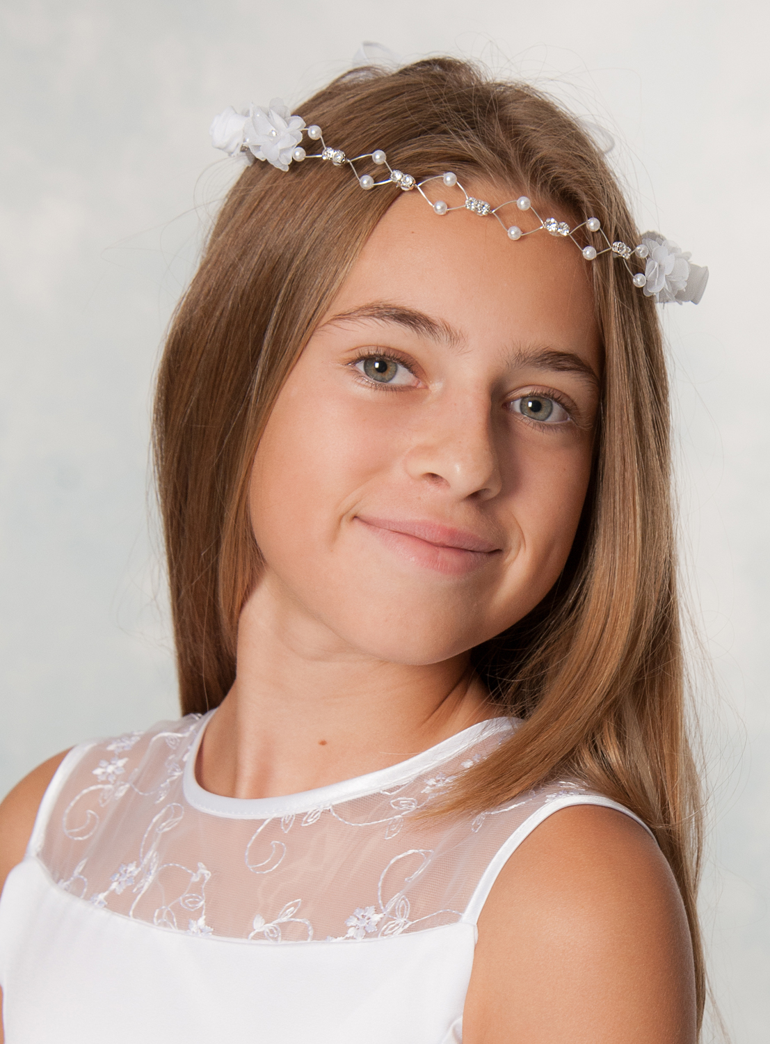 Zarter Haarkranz mit Perlen und Strass Steinen