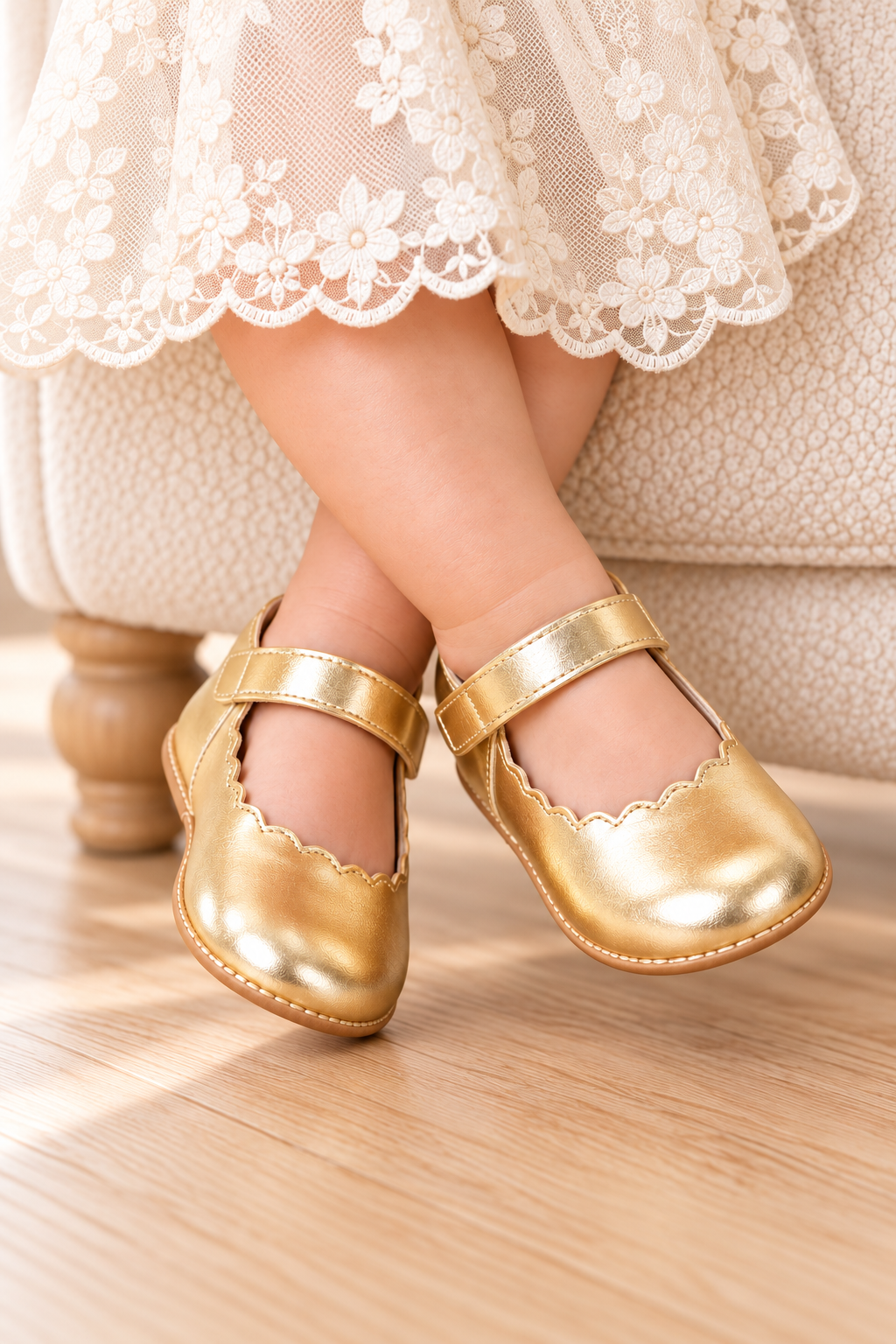 Goldene Babyschuhe für festliche Momente