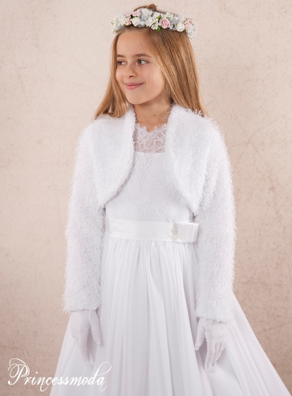 Kommunion Bolero Jacke Creme Süße Und Warme Kommunion Jacke Rosenfell  Bolero Für Mädchen